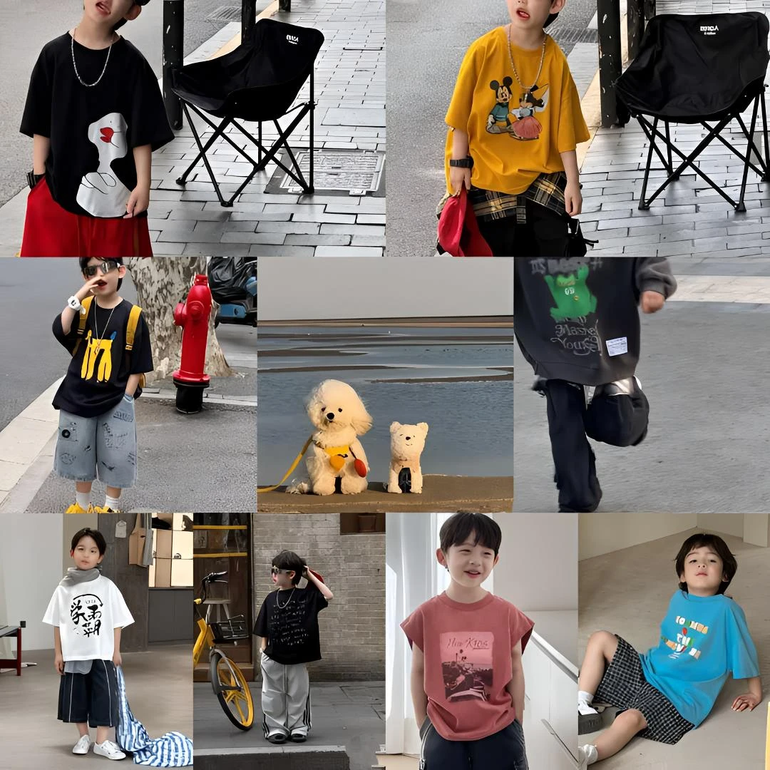 夏季上新款潮酷设计400-465背心短袖T恤衬衫亲子装