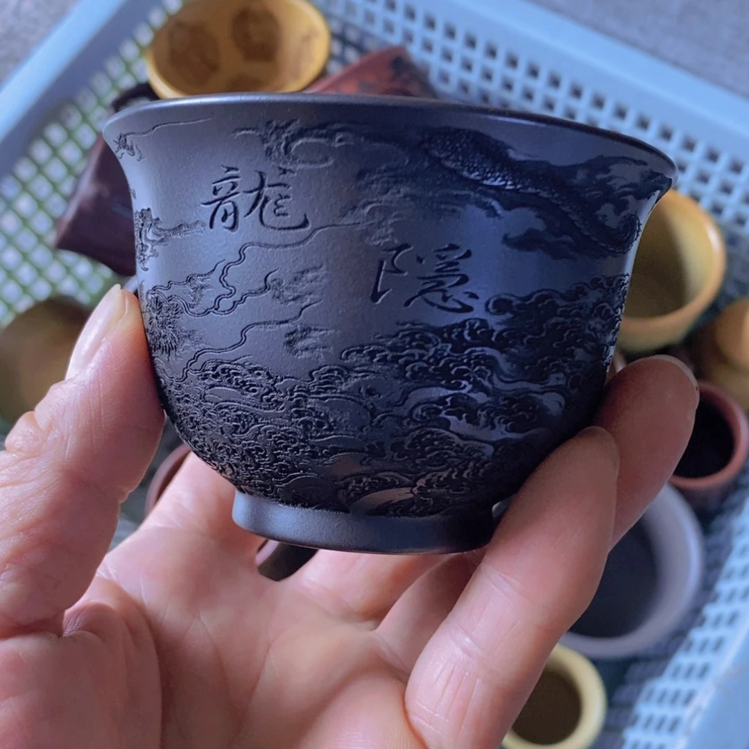 茶杯绿泥紫砂紫砂