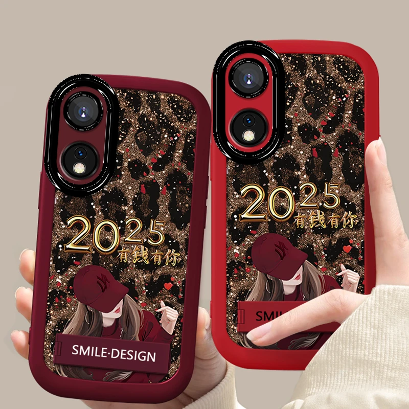 适用于【OPPO】A58/A58X/A78新款豹纹有钱比心女孩防摔手机壳