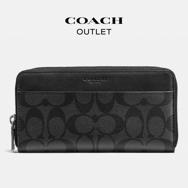 【蔻驰】COACH/蔻驰奥莱 男士简约时尚经典标志帆布风琴褶钱包