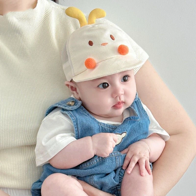 新生婴儿帽子夏季0—6个月小月龄鸭舌帽男女宝宝网眼款防晒遮阳帽