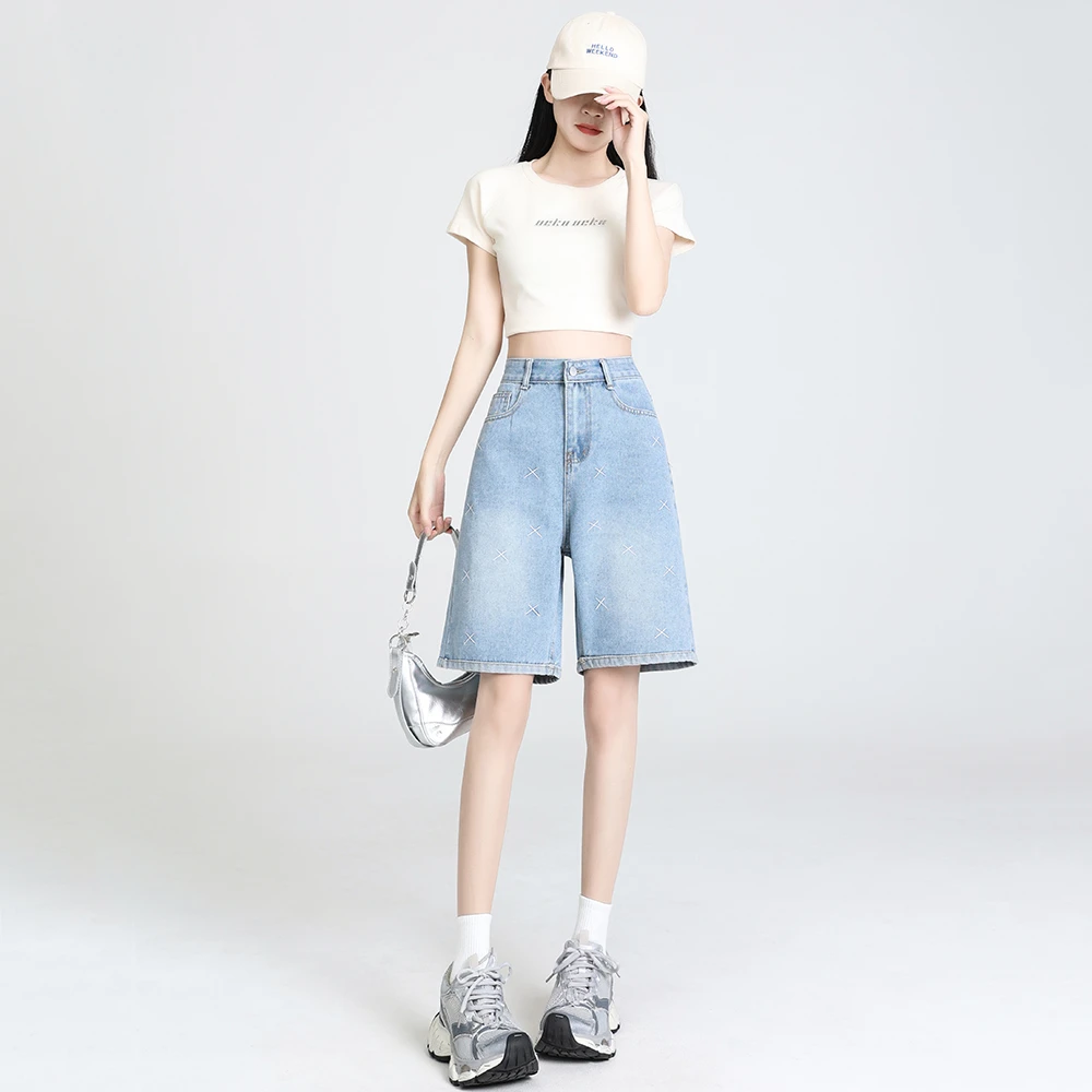 五分裤牛仔短裤女2025夏款上新百搭显瘦大码短裤