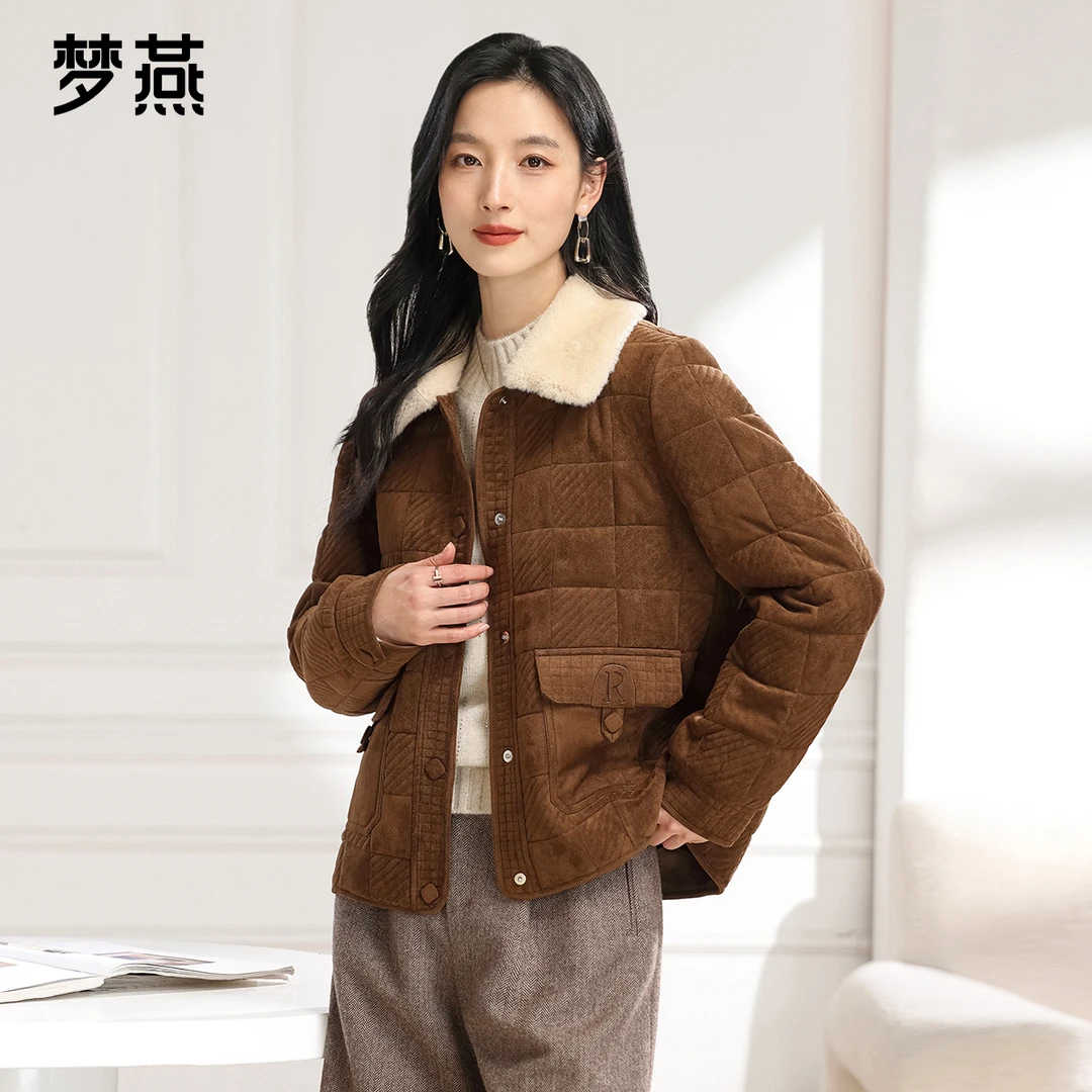 梦燕秋冬季女款妈妈装宽松立领保暖棉服加厚短上衣外套CY31B4006