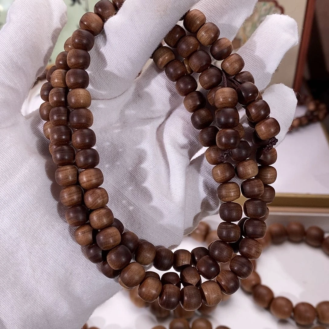秋***落檀香木手串/手链横纹黑肉78*108沉水毕业
