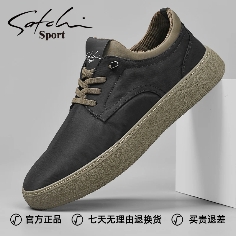 沙驰布鞋男2025冬季新款超轻软底舒适懒人一脚蹬套脚休闲男士布鞋