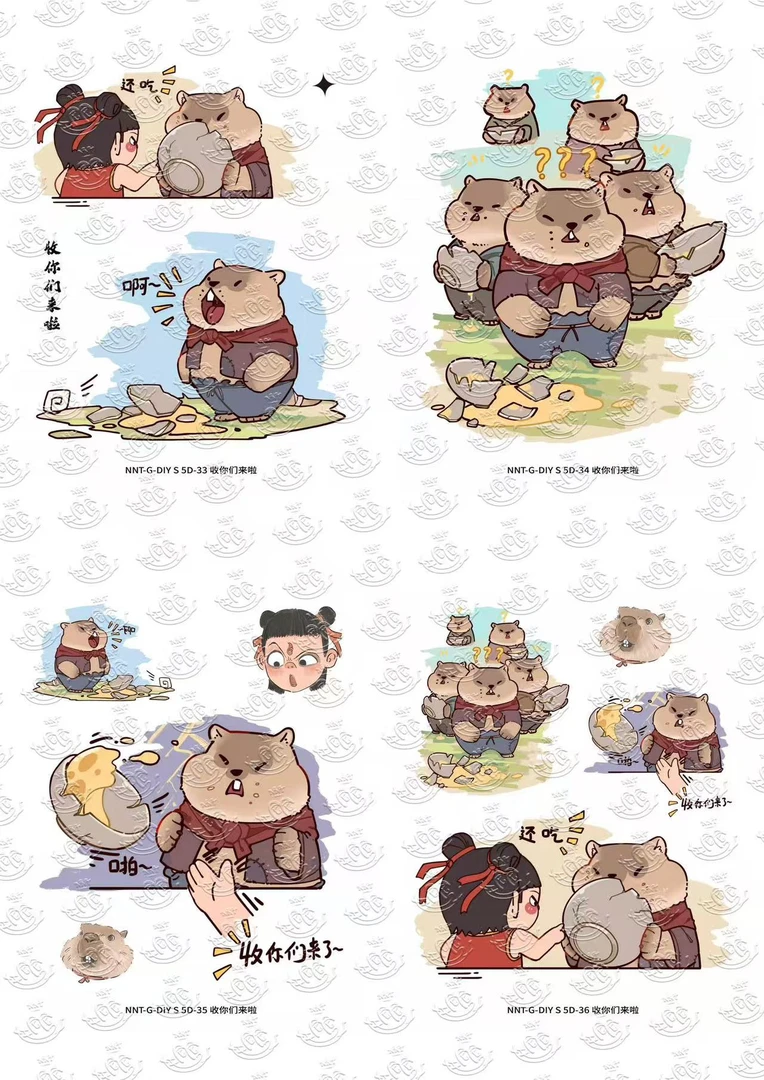 5D立体浮雕diy手机壳手账卡通贴纸