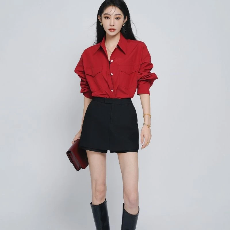 JANGHEMEI【双层短款休闲裤】休闲百搭暗扣设计 K15255M41