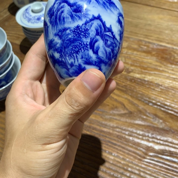 心***道景德镇陶瓷青花主人杯