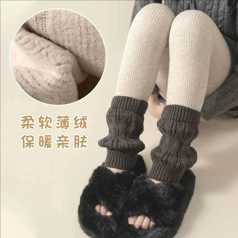 女童假两件加绒打底裤冬加厚袜套保暖毛线腿套堆堆袜洋气儿童裤袜