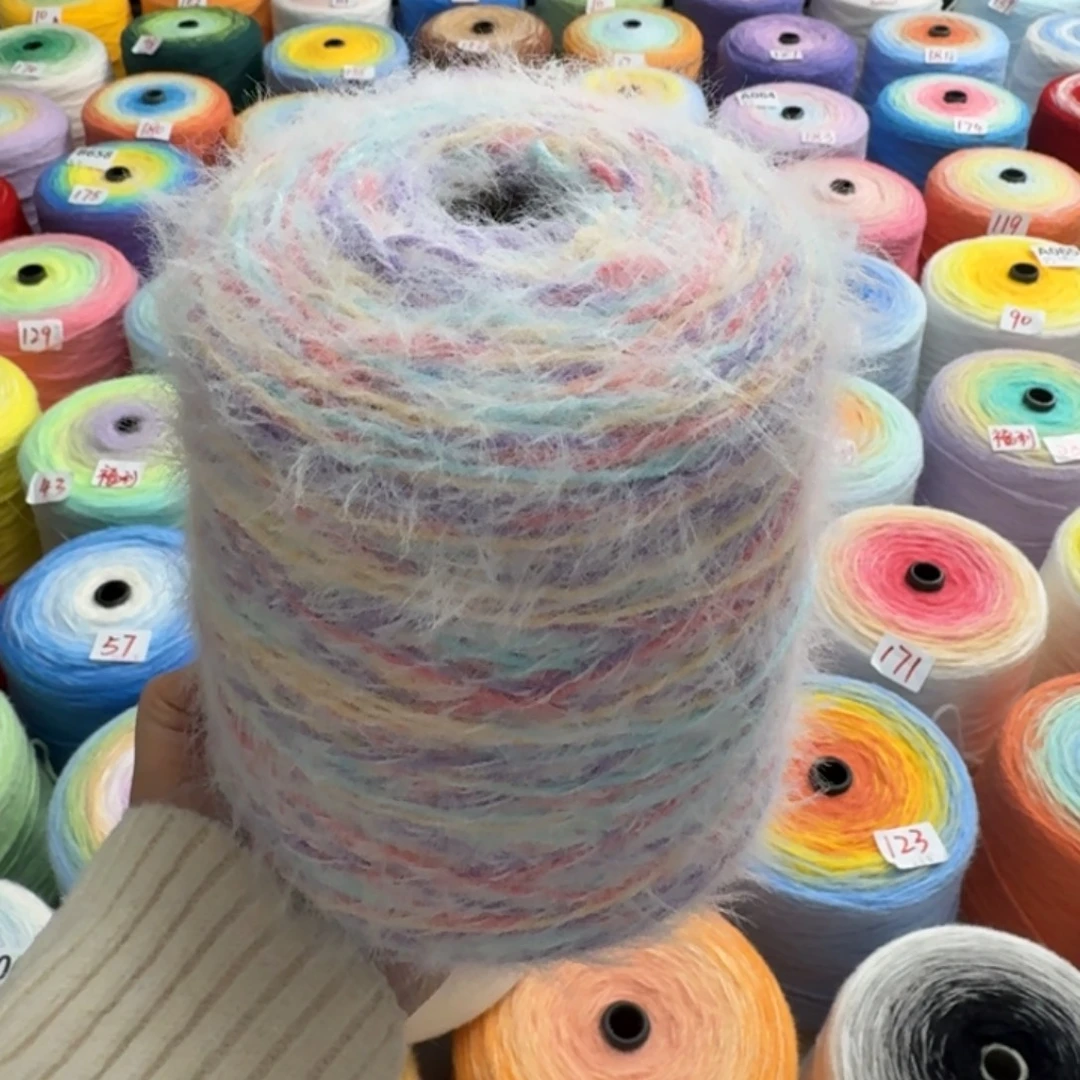 雪宝马卡龙断染混纺貂线