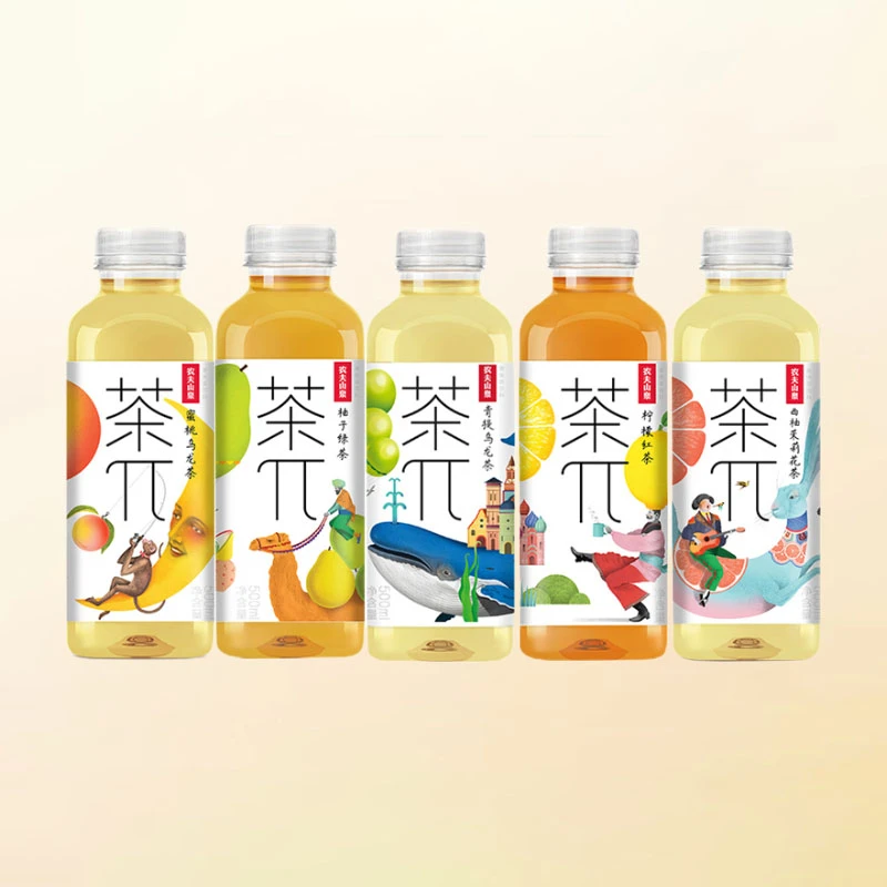 农夫山泉茶派π500ml*5瓶柚子绿茶蜜桃乌龙茉莉花果味茶饮料bt