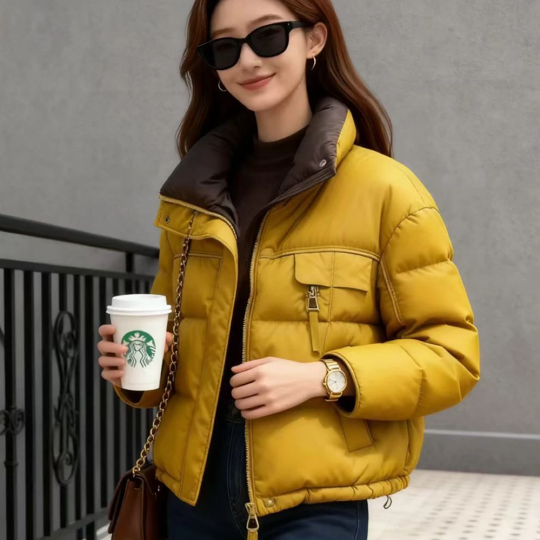 彩色拼接加厚保暖短款时尚羽绒服