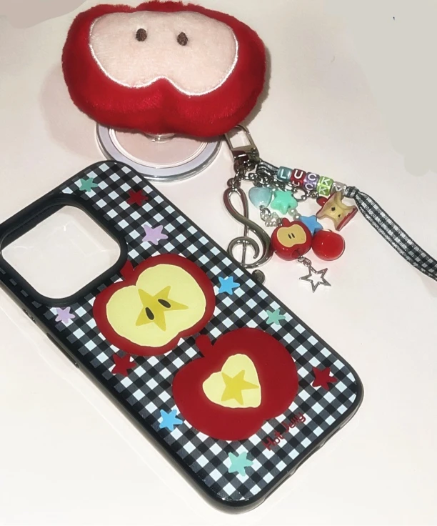 hotjelly原创设计格纹幸运苹果手机壳