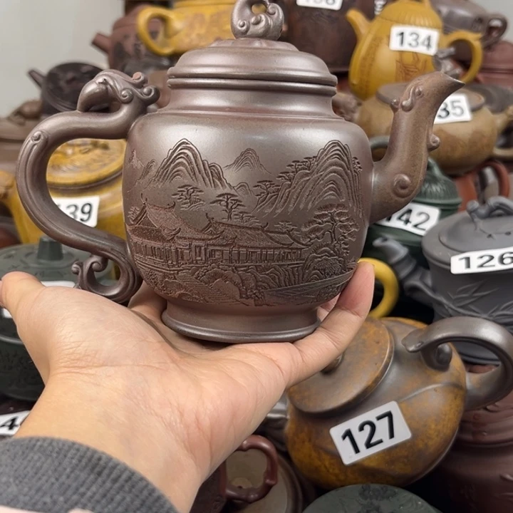 茶壶紫砂壶身鼓包