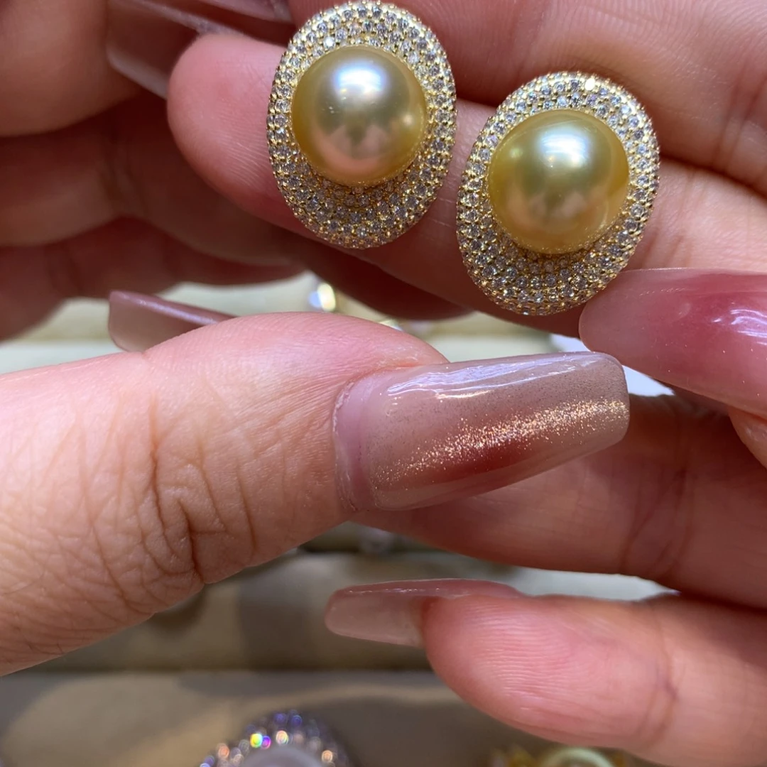 银S925镶嵌耳饰海水珍珠