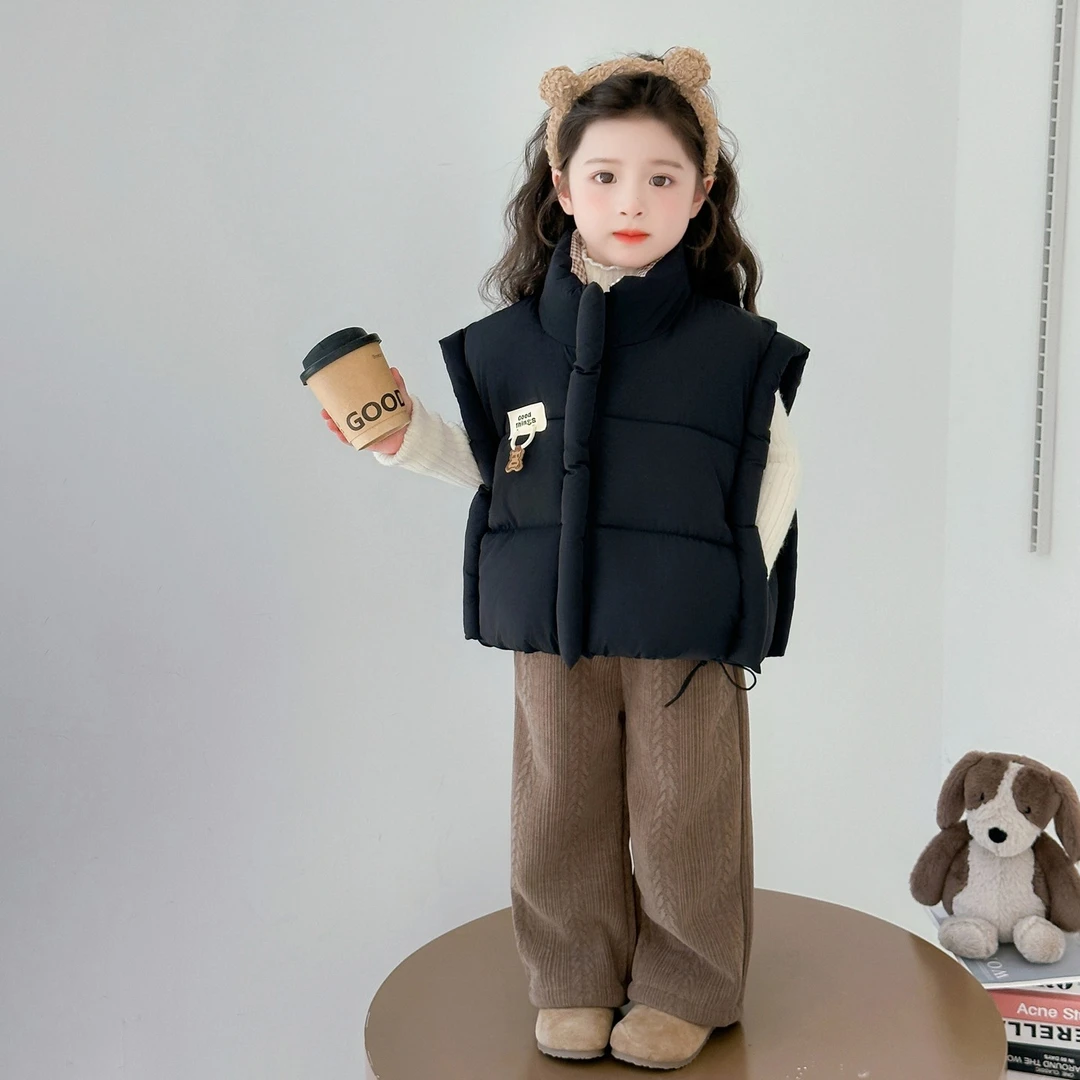 女童冬季加厚马甲外穿洋气儿童衣服宝宝冬装保暖韩版秋冬百搭马夹