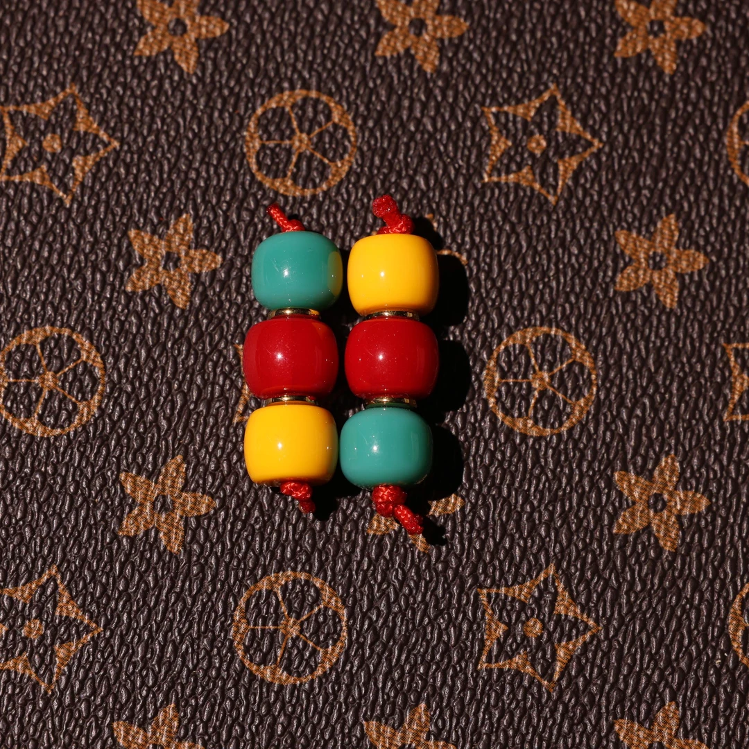 【齐化门】雪巴琉璃红绿灯一对 10mm左右0062