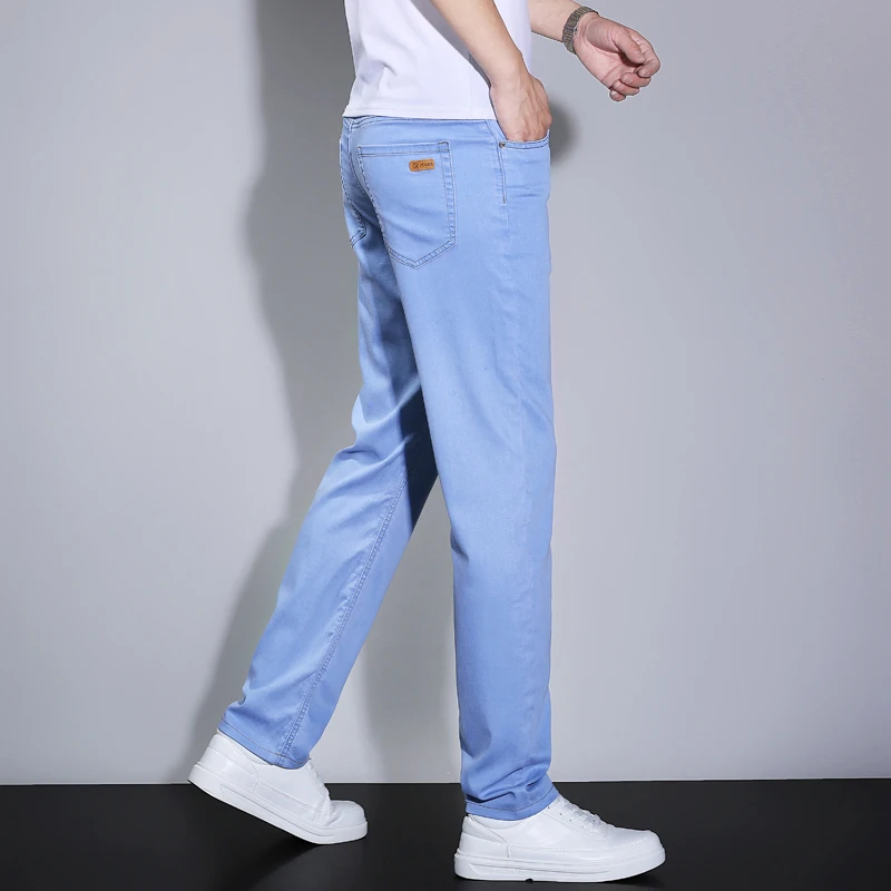 莱塞尔天丝夏季爆款男士休闲柔软透气弹力薄款百搭直筒牛仔裤子