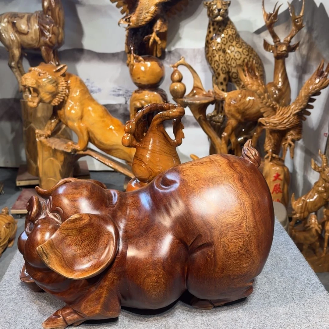 香樟木悟*香樟木福猪摆件