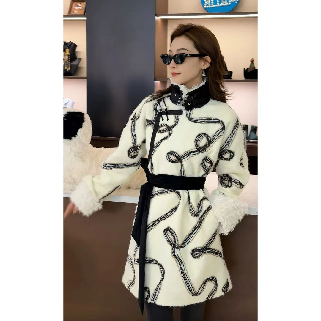 【卓日雅】5515新款民族风中长款棉服外套