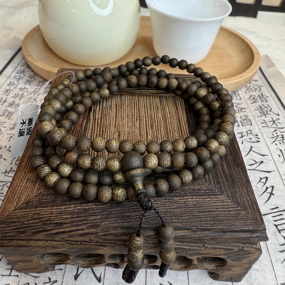 杰仔甄选-沉香 108颗长串 8mm 素珠