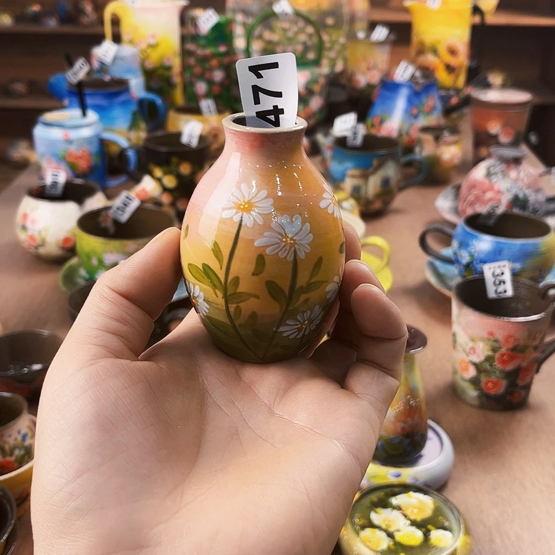 纯纯油画风茶盘纯纯莫奈油画风花瓶