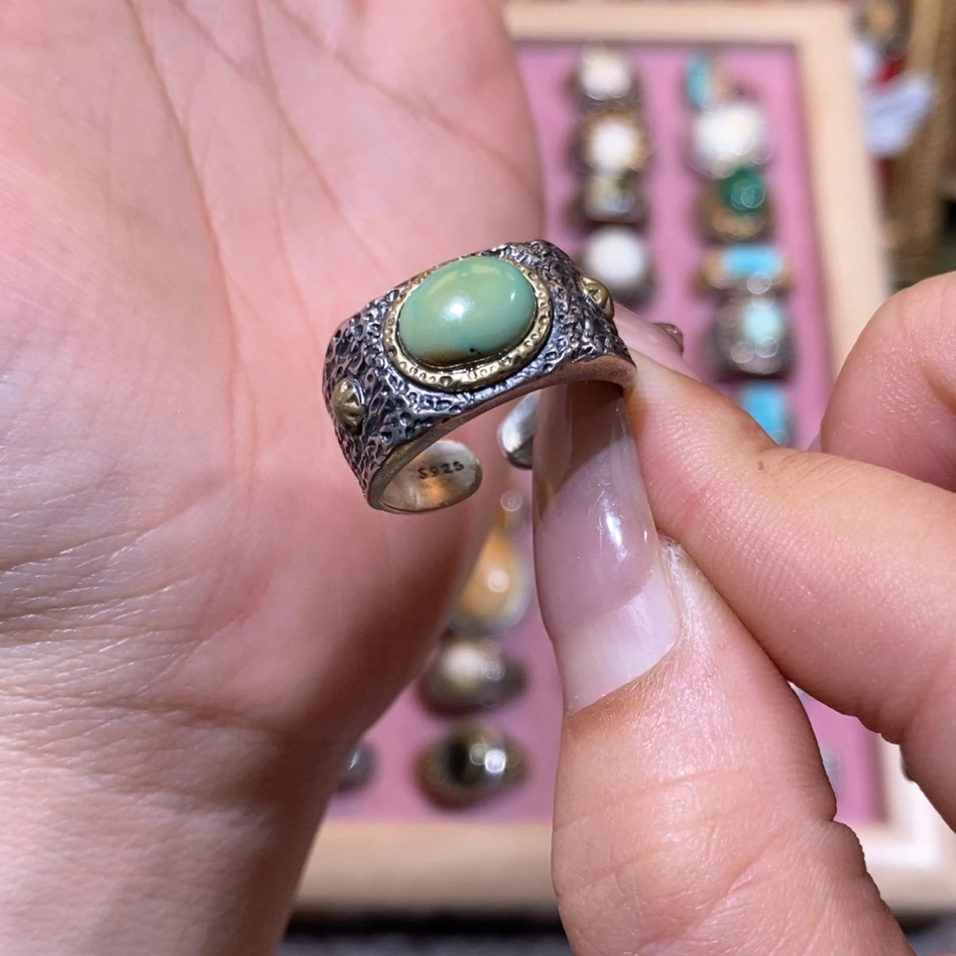 绿松石戒指银S925镶嵌?****?戒指