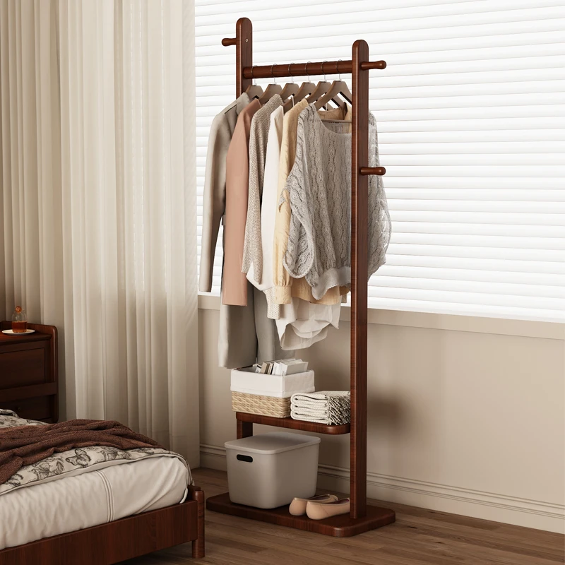 实木衣帽架小型落地卧室挂衣架子办公室客厅家用室内立式挂衣架