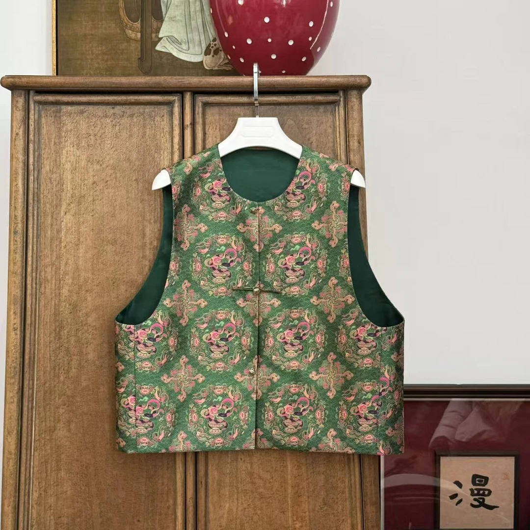 MYL2025春季新款钱小萍巳蛇马甲不织金双面穿生肖马夹