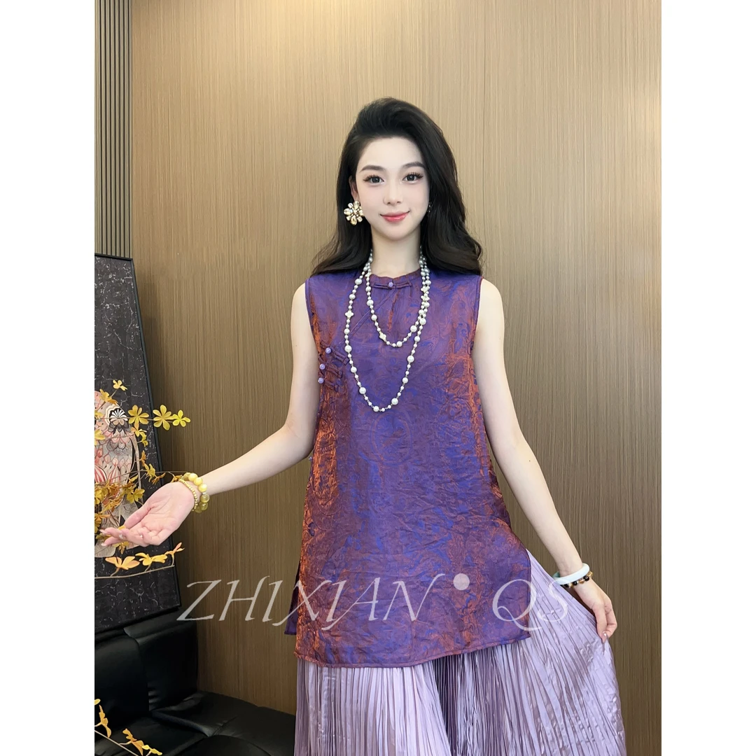 【智贤轻奢】锦绣芳华-25年夏季新款新中式无袖花萝气质大气小上衣