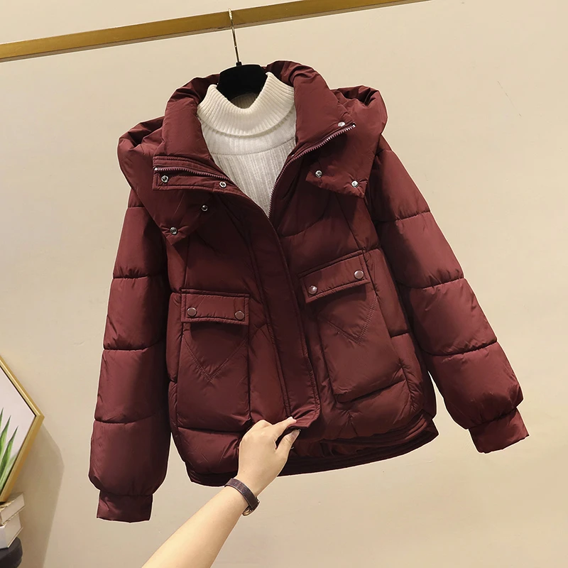 冬季短款2025棉服女新款连帽加厚保暖高端洋气韩版宽松外套棉袄潮