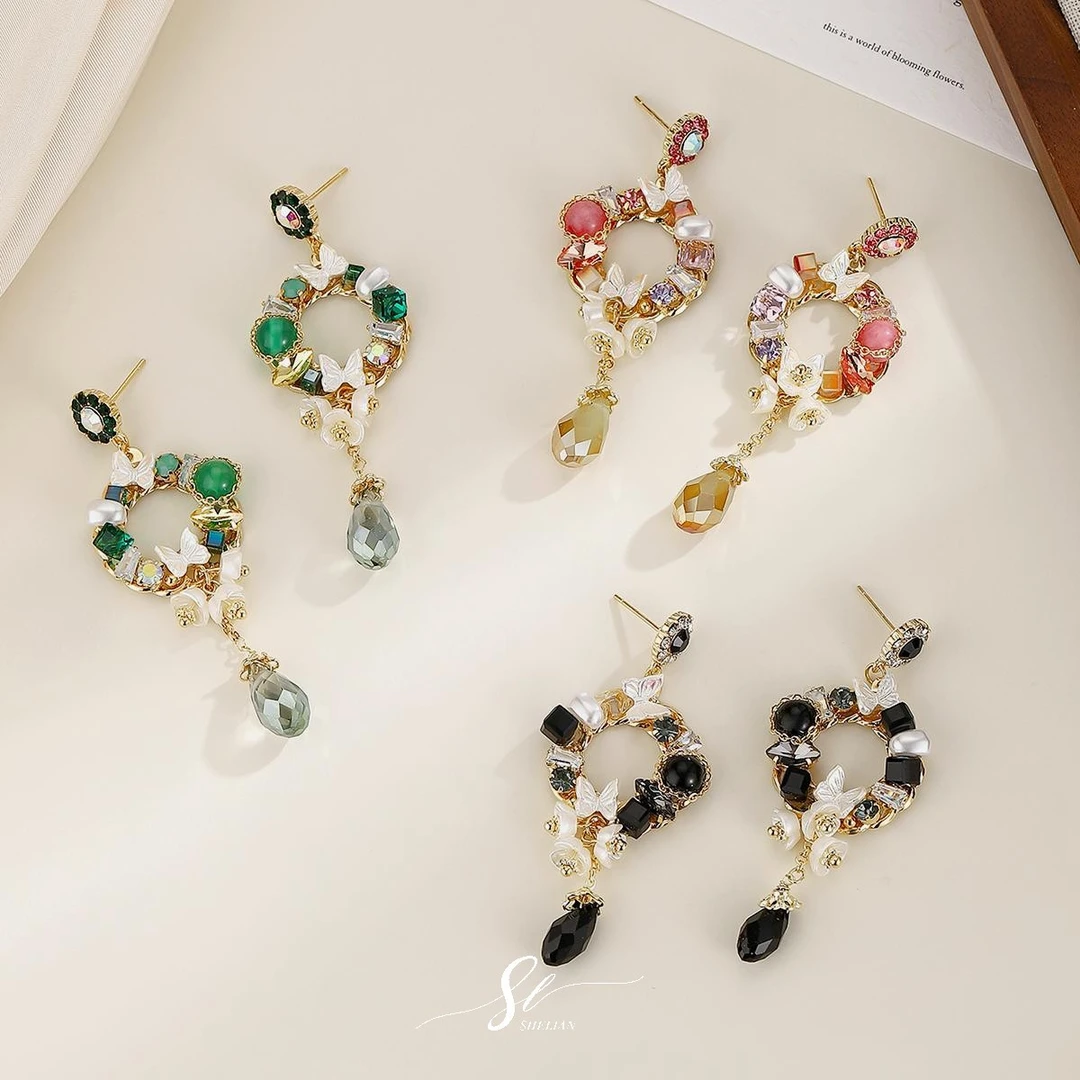 铜合金耳饰 315#东大门轻奢小众设计手工特色圈圈耳环气质长款