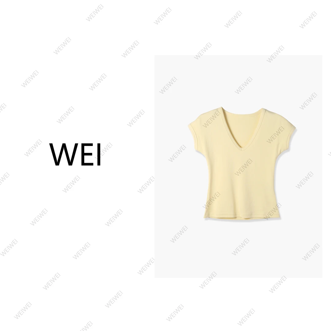 WEI【婴儿肌】新款舒适夏季设计师简约经典V领连肩T恤W25XTX00133