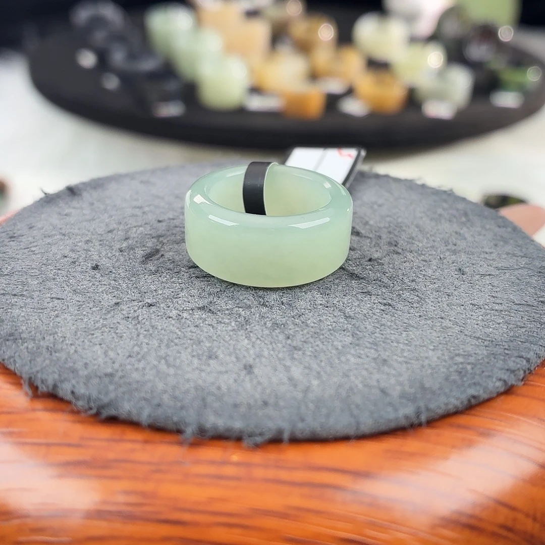 和田玉未镶嵌戒指b56冰青圆切15.2不退换