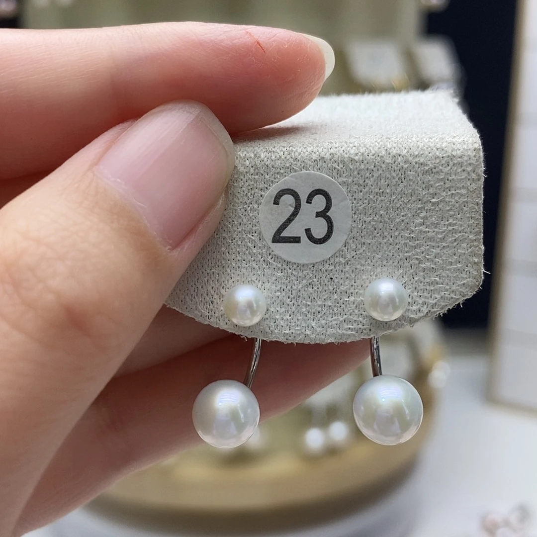 银S925镶嵌淡水珍珠耳饰