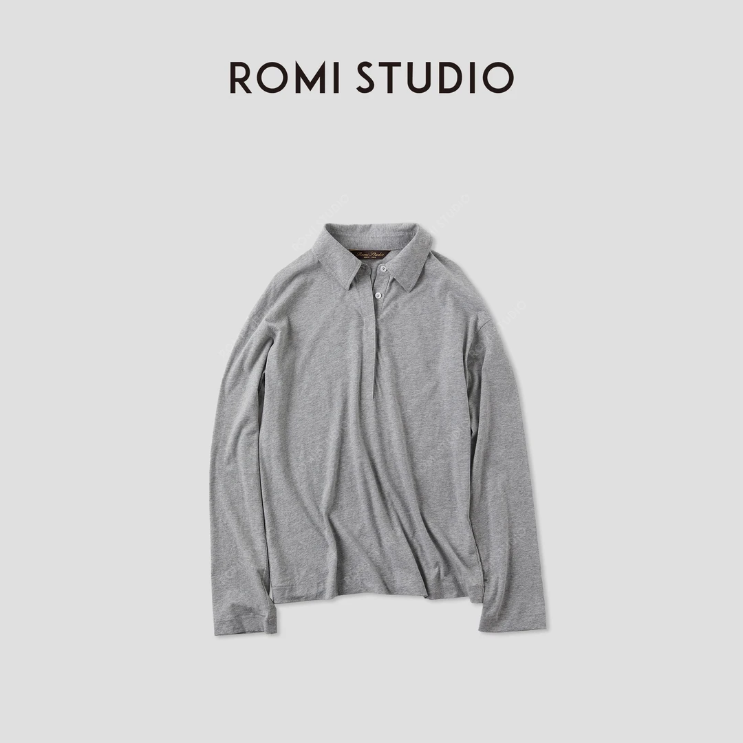 ROMI STUDIO“松弛随性”棉质无束缚感宽松polo领长袖T恤RWCASU5261