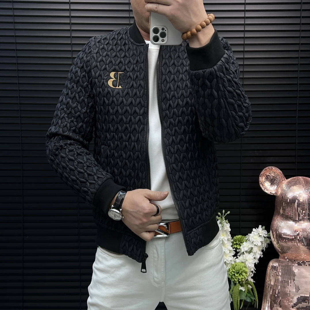 男款秋冬棉服棒球领绗缝刺绣短款修身时尚轻奢潮流百搭