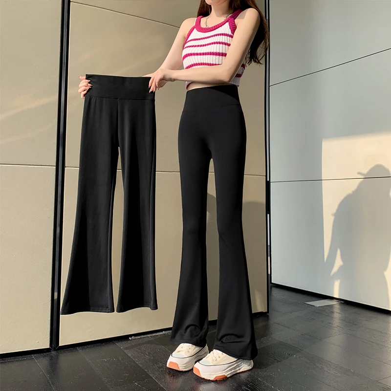 Moses Queen/魔西女王微喇鲨鱼裤女夏休闲高腰宽松拖地显瘦喇叭裤