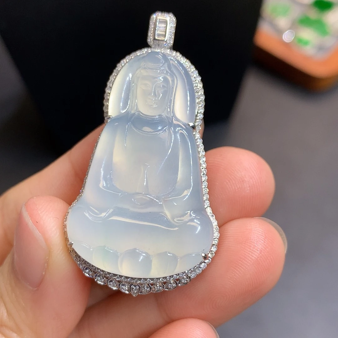 翡翠吊坠(不含链)18K金镶嵌铃***当