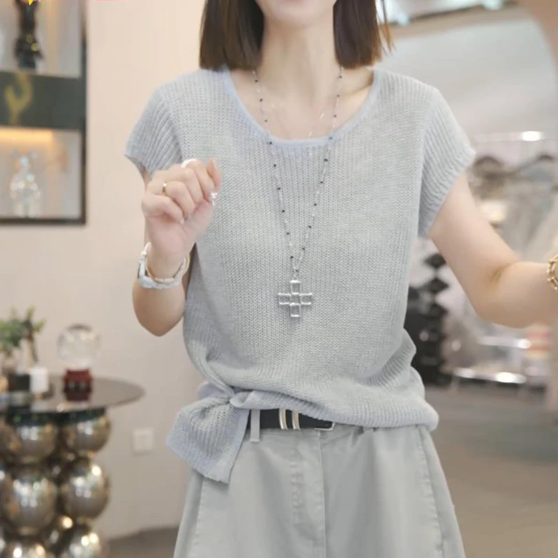 不规则系扣收腰显瘦短袖t恤女2025夏季新款时尚圆领百搭体恤上衣