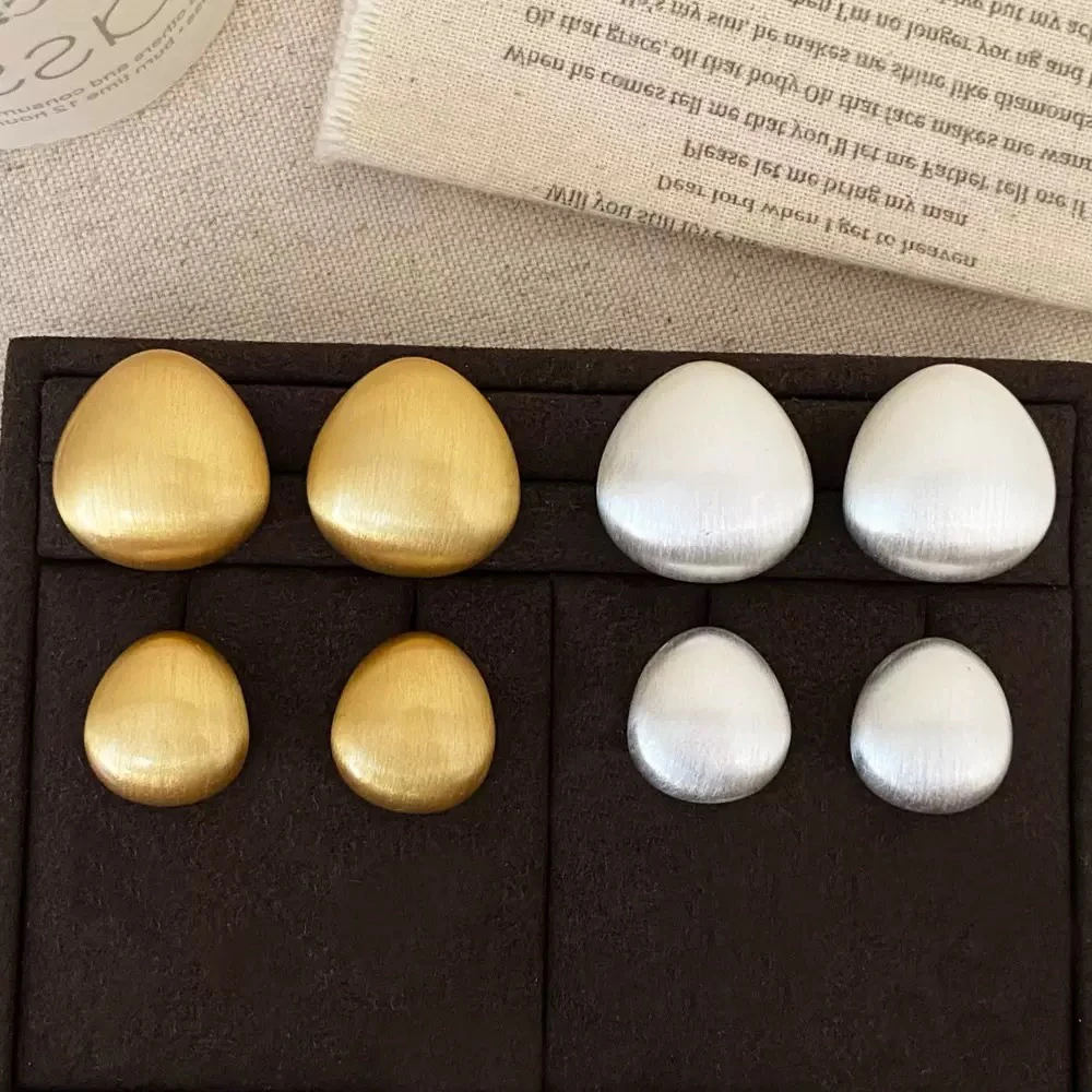 铜合金耳饰 水滴银针法式轻奢拉丝复古耳钉女高级感百搭耳环耳饰