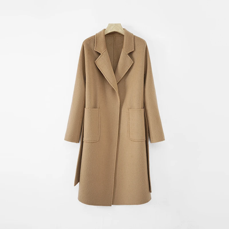 【山羊绒】气质时尚女士羊绒毛呢中长款设计师双面呢88236