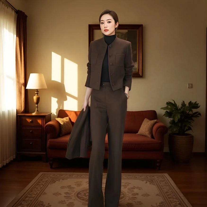 新款冬季羊毛西装套装修身显瘦女神通勤穿搭秋冬商务气质时尚西服