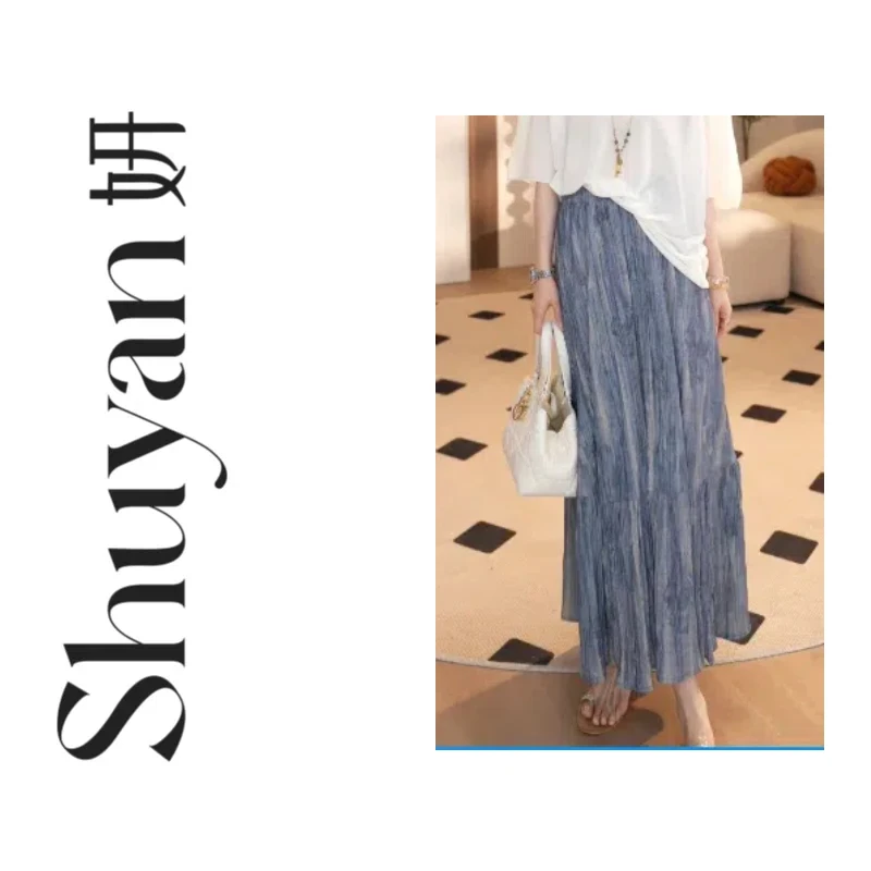 Shuyan妍【油画裙】QC轻奢小众复古晕染高级感油画碎花半身裙535