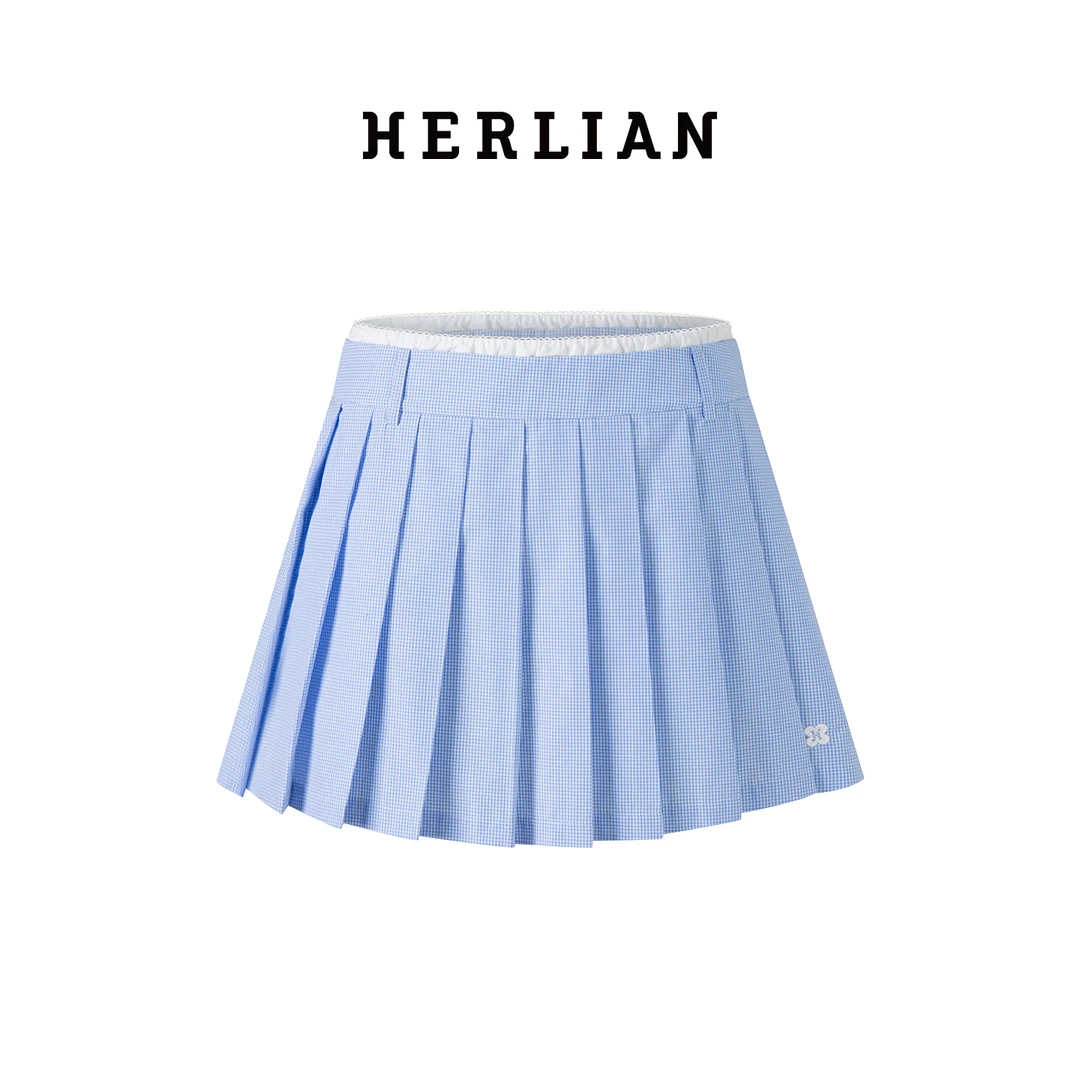HERLIAN 2025夏季季新品女士百褶裙运动休闲百搭半身裙