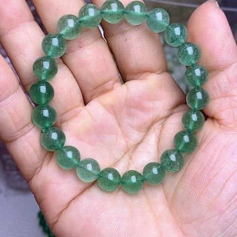 水晶手链未镶嵌绿草莓晶手串单圈手串8mm-9mm之间
