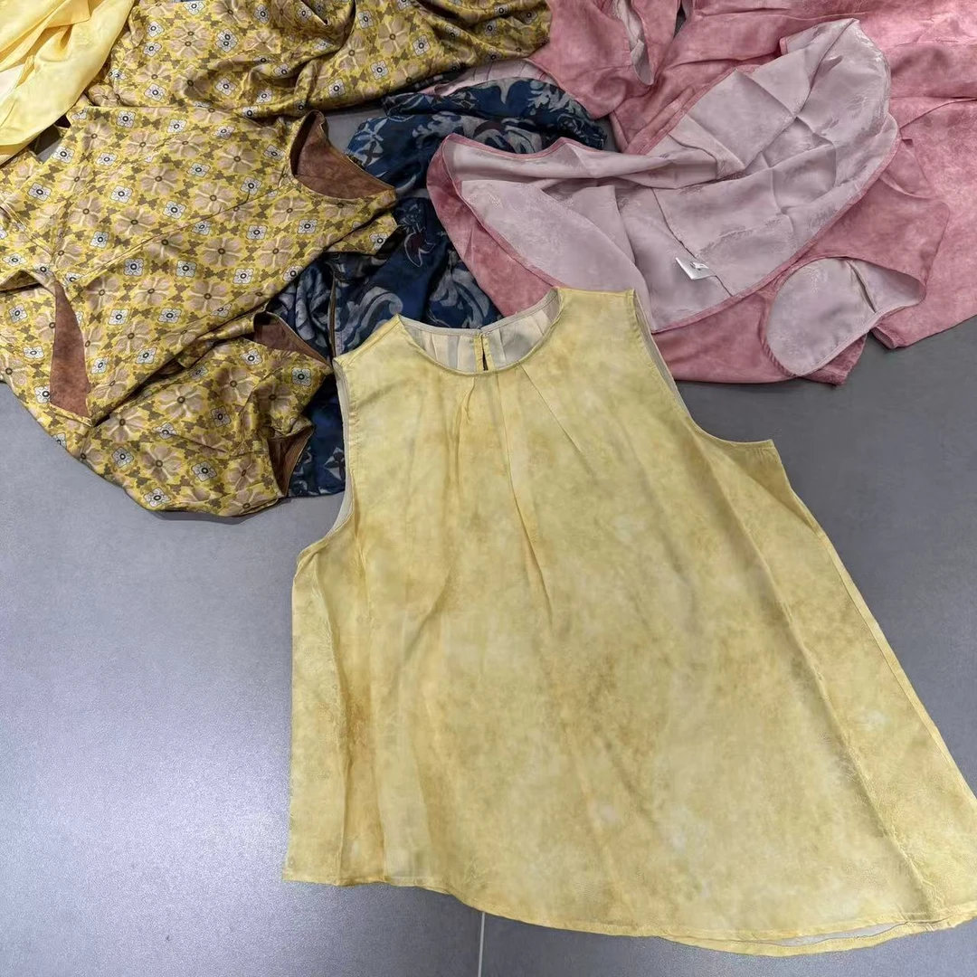 夏季新款人丝花螺斜角背心宽松洋气不规则下摆上衣时尚