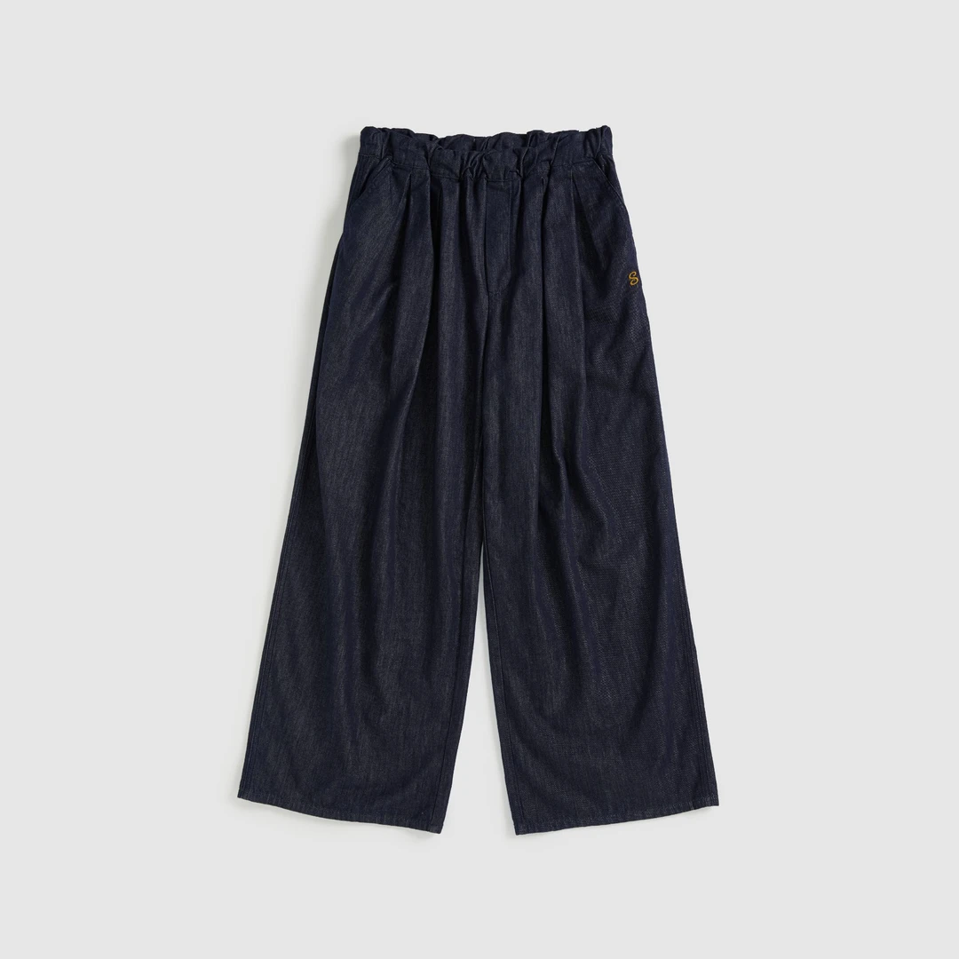 【茉舍】SHORT 松紧腰宽松牛仔阔腿裤25SSJN11-1800