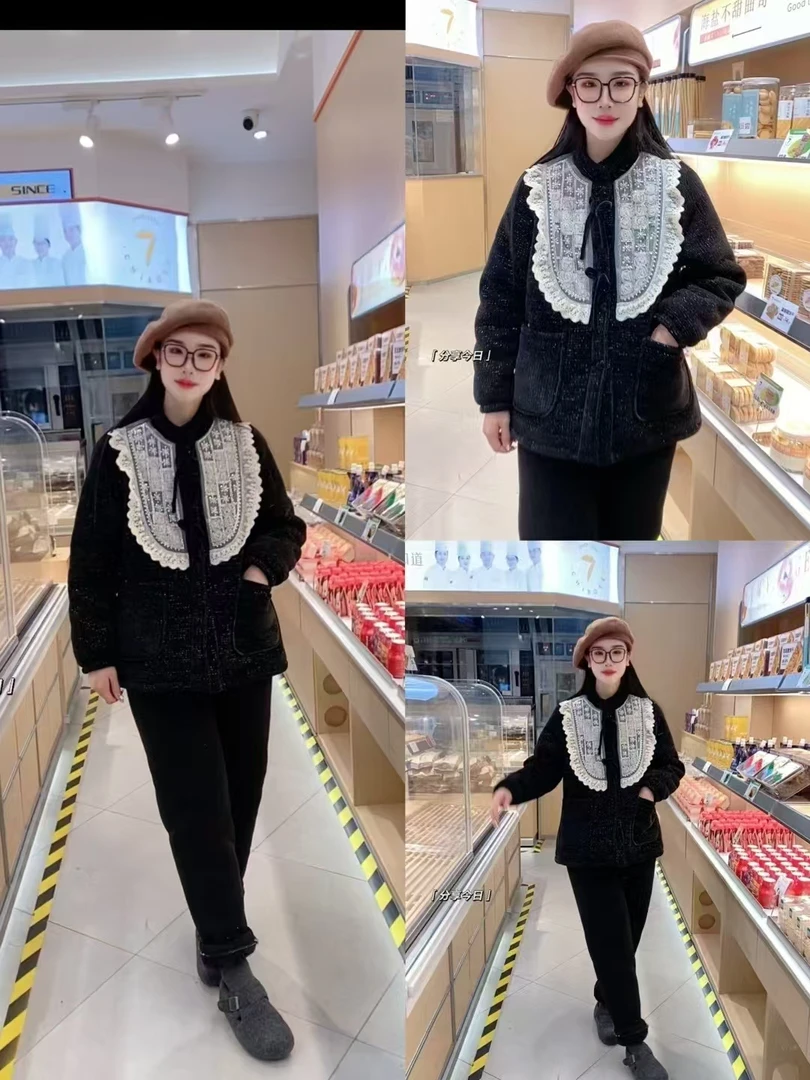 小香风蕾丝套装三层加厚睡衣套装