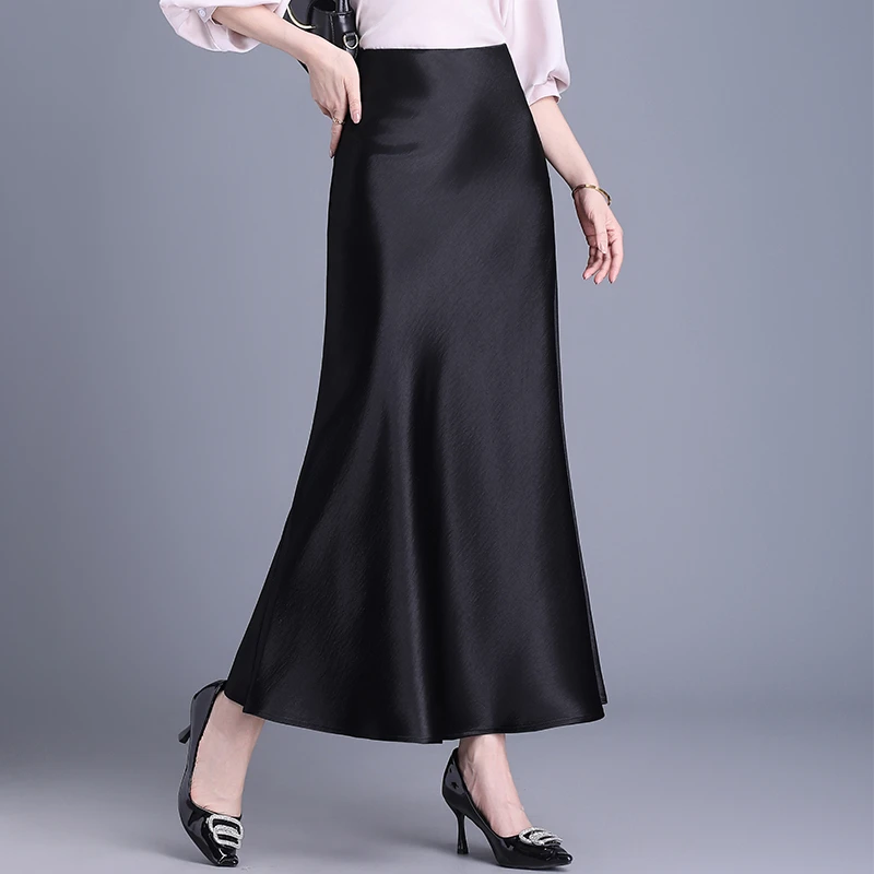 漂亮独特鱼尾裙2025新款夏季长裙气质半身裙高腰缎面包臀裙一步裙